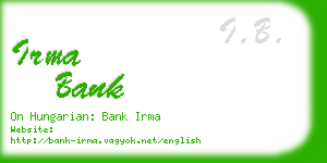 irma bank business card